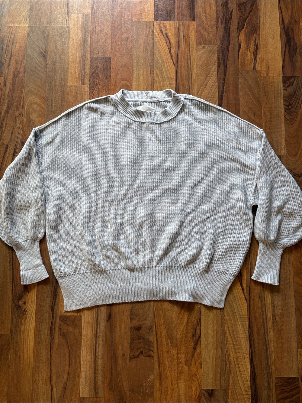 aerie Women's Size S pCrewneck Ribbed Sweater - Light Gray